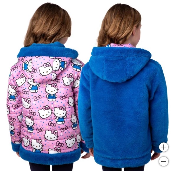 Hello Kitty Girl’s Reversible Puffer Jacket - Picture 3 of 4